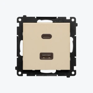 Priză dublă USB A + Type C champagne mat Simon 55 TEC2CAQ.01/144