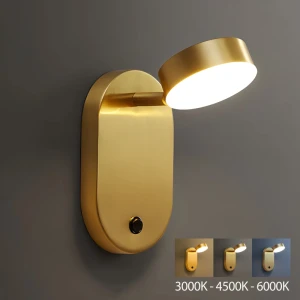 Бра светодиодный с выключателем 9W 675Lm 3000K/4500K/6000K золотой PL-22402BG
