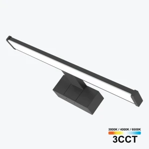 Aplică LED 8W 3CCT IP44 negru tablou/oglindă 640lm 230V 400*138*51mm PL-ML-C02-400-3CCT-BK