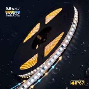 Адресная LED лента 24V 9.6W 3000K-6500K PIXS IP67 10mm SPI 5m PL-2835PIXS-CCT120-24E
