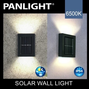 Светильник 2 LED 6500K на фасад дома на солнеч. батарее, IP54 PL-SWL-1W-BK PANLIGHT