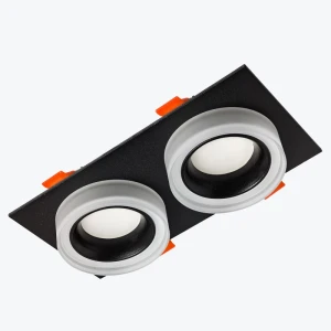 Spot incorporat 2xGU10 patrat negru 174x92x43mm IP20 PL-234232B