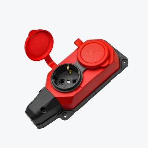 Розетка двухместная с защитной крышкой каучуковая красная IP44 55 200 01 AY-KA