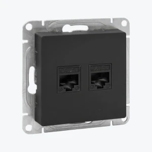 Розетка 2xRJ45 Cat.5e, компьютерная 2 модуля Epica черная UP1-SOB-2RJ45-5