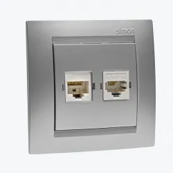Priza TF RJ11 + calculator RJ45 cat.5e  aluminiu 1591590-033 SIMON 15