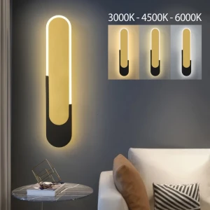 Светодиодный настенный светильник 24W 1800Lm 3000K/4500K/6000K черный золотой PL-22411BG