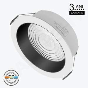 Spot LED Downlight 3CCT 20W rotund alb cu reflector negru 1950lm Ra80 încastrat IP20 140*170*62 230V PL-DLRA20W-3CCT