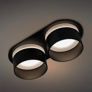 Spot incorporat 2xGU10 rotund negru 174x92x58mm IP20 PL-234262B