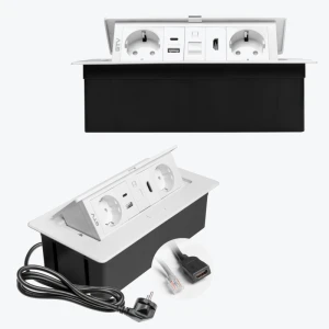 Мебельная розетка MULTISOFT 2хSHUKO USB A+C RJ45 HDMI кабель 1.5 м белая GTV AE-PBSURH2GS-10