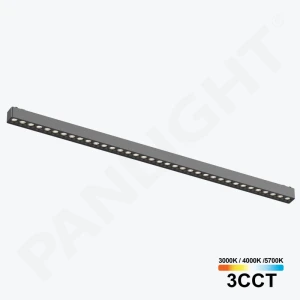 Proiector LED Liniar Grilă 30W 24° 3CCT 48V negru, șină magn Ultra Slim, 555 mm PL-30MTA3CCT-BK PANLIGHT-thumb-1