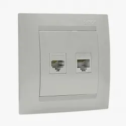 Priza TF RJ11 + calculator RJ45 cat.5e alba 1591590-030 SIMON 15