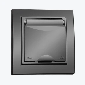Priza euro neagra cu capac cu protectie pentru copii seria Minsk ERR16-029-300-44 EKF