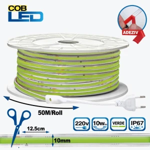 LED Лента COB 220В 50m зеленая 10W/m 296led/m IP67 PL-COB296-G-220 PANLIGHT