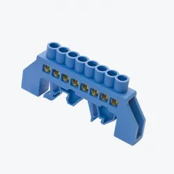 Шина нулевая изолированная N на DIN-рейку JHS-03-0609 8p синяя