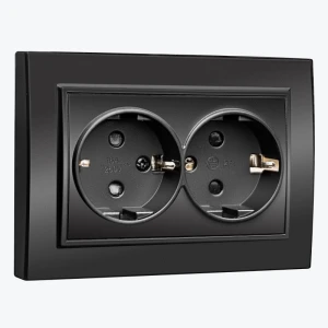 Priza euro neagra dubla cu protectie pentru copii seria Minsk ERR16-128-300 EKF