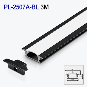 Profil din aluminiu pentru bandă LED interior negru 3m/set 24.7*7mm PL-2507A-BL 3m PANLIGHT