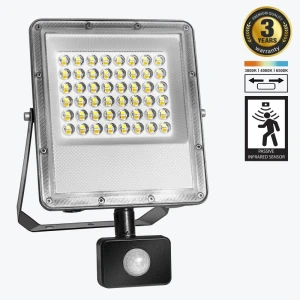 Прожектор LED с датчиком движения PL-FLS50W-3CCT 50W IP65 100lm/W CCT 3000K/4000K/6500K PANLIGHT