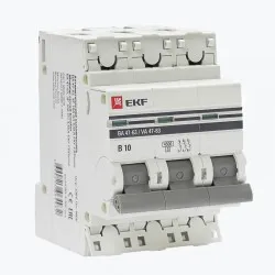 Автоматический выключатель 3P 10А (В) 4,5kA ВА 47-63 EKF PROxima