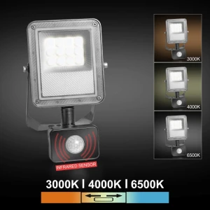 Прожектор LED с датчиком движения PL-FLS10W-3CCT 10W IP65 100lm/W CCT 3000K/4000K/6500K PANLIGHT