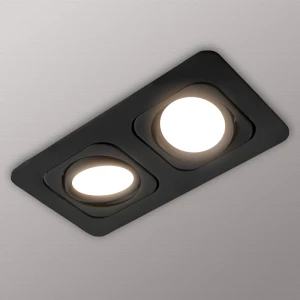 Встраиваемый светильник 2xGU10 квадратный черный 180x90x30mm IP20 PL-235042B