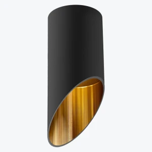 Точечный накладной светильник GU10 круглый черный/золото 55x130mm IP20 PL-23027BG