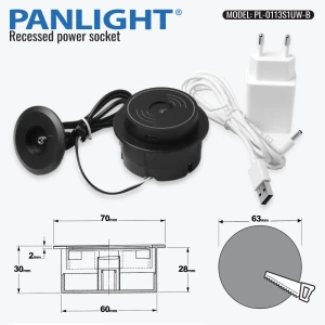 Încarcator fără fir 16W 3 USB încorporat retractabil, negru PL-0113S1UW-B-thumb-3