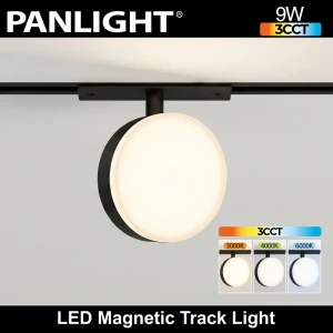 Spot LED șină magn 3CCT 9W 48V, mat rotund negru ⌀95mm, Ultra Slim PL-9MTH3CCT-BK PANLIGHT