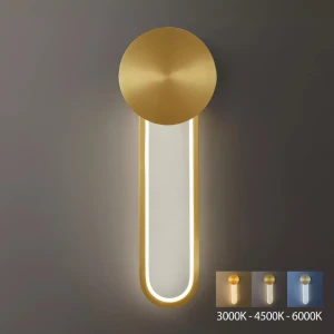 Светодиодный настенный светильник 16W 1350Lm 3000K/4500K/6000K золотой PL-22404BG