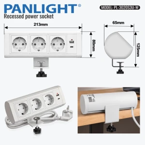 Prelungitor priză de colt, USB A + C 18W, alb, 1.5m cablu, 16A, 250V PL-3020S3U-W-thumb-3
