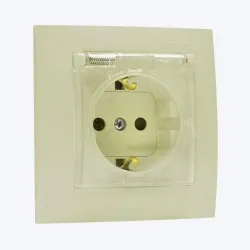 Priza euro protectie pentru copii cu capac IP44 ivoar 1590450-031 SIMON 15