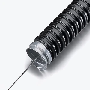Tub metalic flexibil cu izolație negru 32 mm cu broșă
