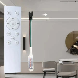 Контроллер для адресной светодиодной ленты CCT с пультом RF, DC12-24V, IP20, 3000K/4000K/6500K 1х2048 пиксельный PANLIGHT-thumb-3