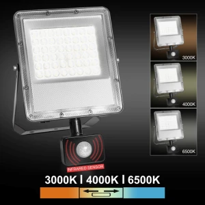 Прожектор LED с датчиком движения PL-FLS50W-3CCT 50W IP65 100lm/W CCT 3000K/4000K/6500K PANLIGHT