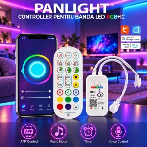 Controler LED RGBIC 18A 5-24 V Tuya Wifi Smart cu telecomandă touch RF, IP20