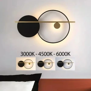 Светодиодный настенный светильник 28W 2100Lm 3000K/4500K/6000K черный золотой PL-22410BG