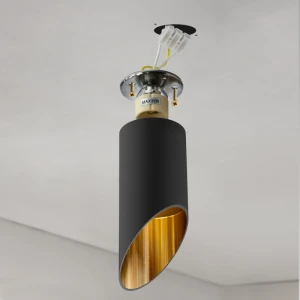 Точечный накладной светильник GU10 круглый черный/золото 55x130mm IP20 PL-23027BG