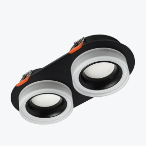 Spot incorporat 2xGU10 rotund negru 174x92x43mm IP20 PL-234242B-thumb-1