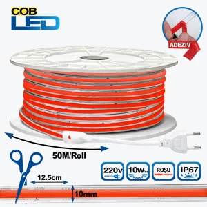 LED Лента COB 220В 50m красная 10W/m 296led/m IP67 PL-COB296-R-220 PANLIGHT