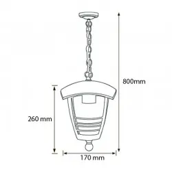 Lampa de gradina suspendabil NAR-2 negru max.60W IP44 230V E27 075-016-0002