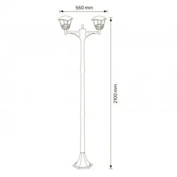 Lampa de gradina NAR-6 negru max.2x60W IP44 230V E27 075-016-0006