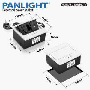 Priză încorpor. retractabilă 1xSCHUKO, USB A+C 18W, albă, 16A, cablu 1.5m PL-3006D1U-W-thumb-3