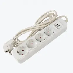 Удлинитель "Эксперт" 4 гнезда 2 метра 13А/3,0кВт с 2 USB 2,1А ПВС 3х1 UBA16-2USB-4-02i EKF PROxima