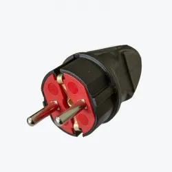 Вилка прямая с заземлением 16A черная 79 135 00 AY-KA