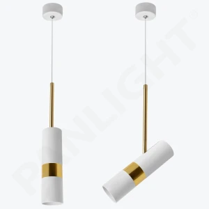 Corp de ilumin. suspendat GU10 pendul rotund alb/auriu IP20 220x60mm PL-24446WG