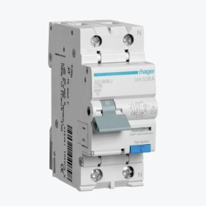 Întreruptor diferențial Hager 1P+N 16A/30mA C 6kA tipA 2M AD966J