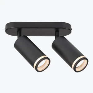 Спот настенно-потолочный поворотный 2XGU10 круглый черный 56x100mm PL-23018B