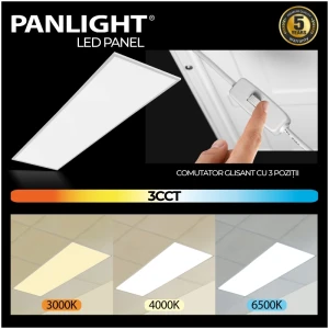 Panou LED 40W 1195x295 mm 3CCT 120lm/W 4800lm PANLIGHT încastrat IP20 230V PL-PM312A-3CCT