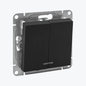 Выключатель 2-кл. с подсветкой черный Epica IP20 10А 230V UP1-SWB-24