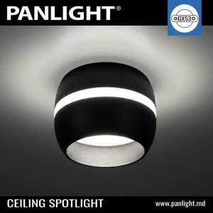Spot aplicat GX53 rotund negru 90x60mm IP20 PL-24414B