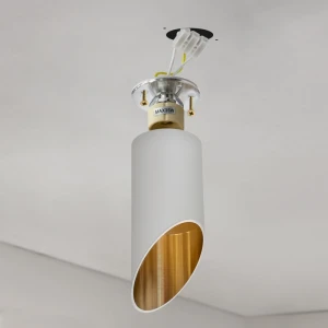 Точечный накладной светильник GU10 круглый белый/золото 55x130mm IP20 PL-23027WG